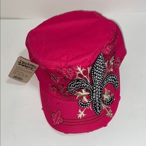 Fuchsia fer de lis ponytail hat